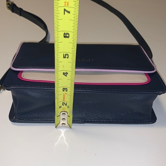 RADLEY London Navy Blue Leather Crossbody Purse with Pink and Purple Accents - Picture 12 of 14